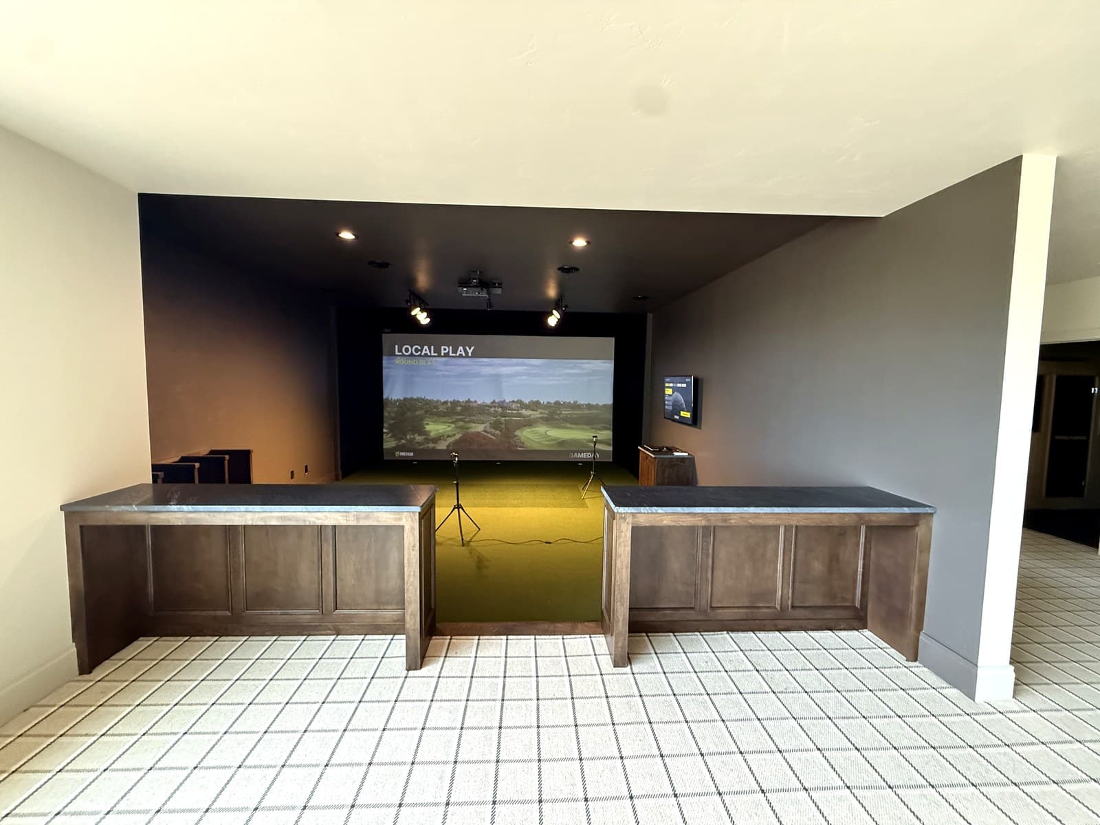 Basement · C&C Custom Builders golf simulator in Appleton